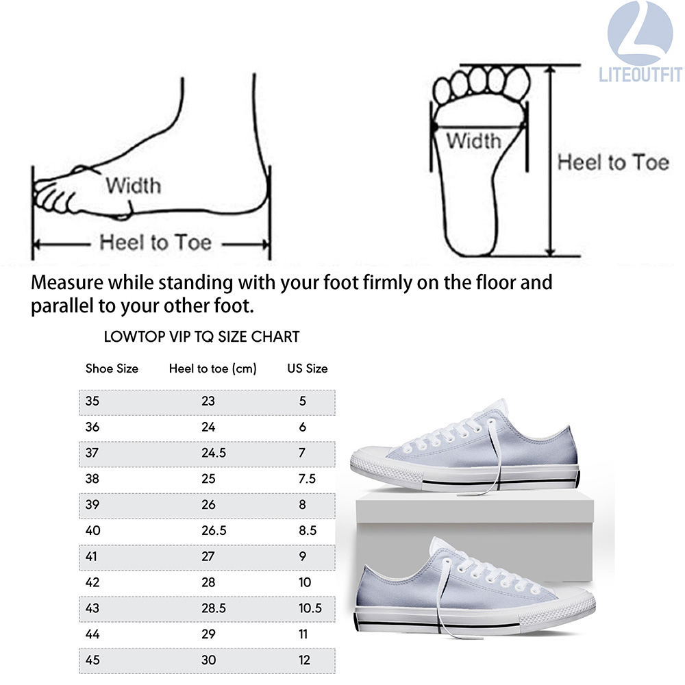 Canvas Low Top Size Chart: